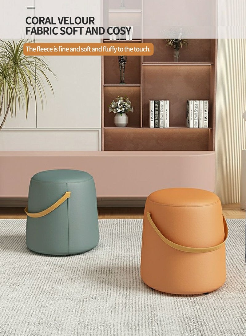 Beirui Round seat, small stool, Wooden Home Tote Stool, Living Room Coffee Table Home Tech Fabric Small Bench, Shoe Change Stool, Footrest Stool  - Image 5