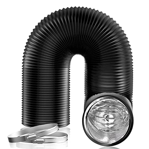 Hon&Guan 8 inch 16 FT Long Air Ducting, Heavy-Duty Four-Layer Protection Dryer Vent Hose for Heating Cooling Ventilation and Exhaust-with 2 Clamps, Black - Image 1