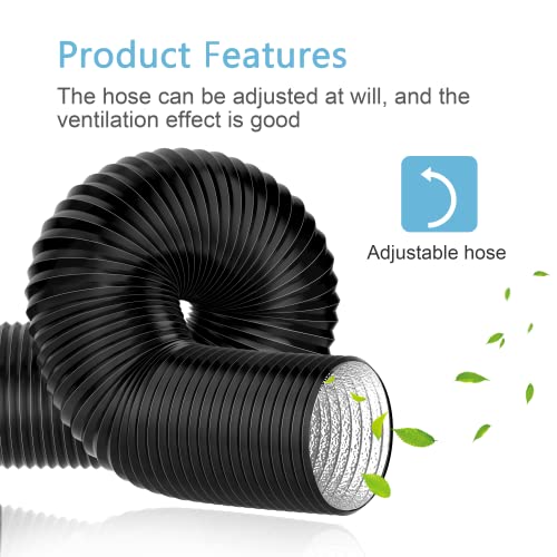 Hon&Guan 8 inch 16 FT Long Air Ducting, Heavy-Duty Four-Layer Protection Dryer Vent Hose for Heating Cooling Ventilation and Exhaust-with 2 Clamps, Black - Image 5