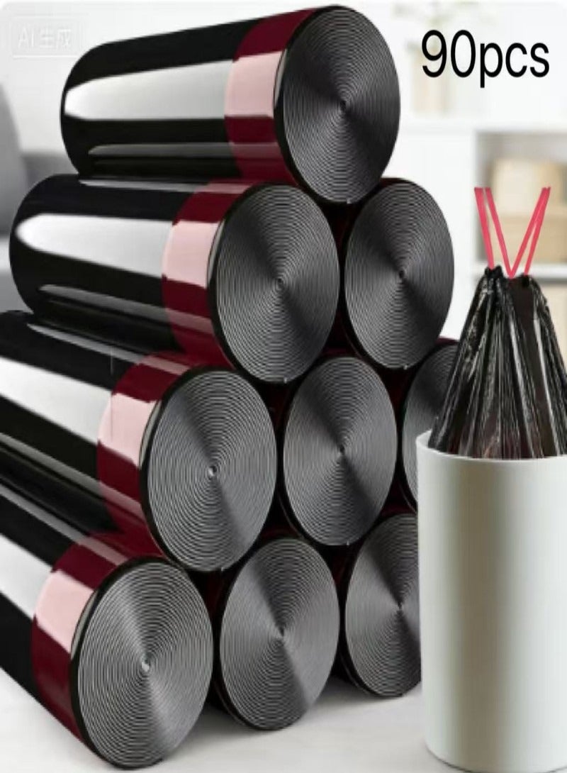 90 pack 4-gallon dustbin cover bag strong household kitchen garbage bag, kitchen and bathroom use drawstring odorless small garbage bag, durable disposable garbage bag (Black) - Image 1