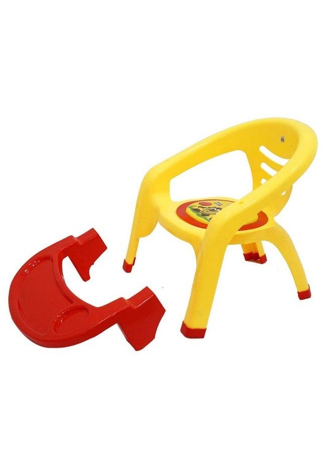 Nabhya - Small Baby Chair With Safety Tray And Soft Cushion With Baby Whistle Sound Random Color (Yellow) - Image 1