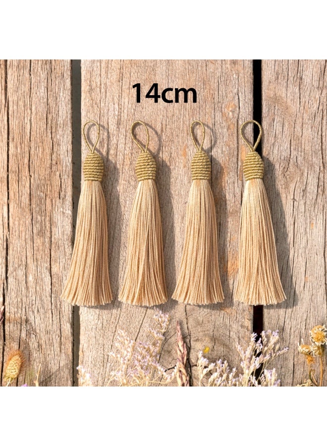 حبيبي بارتي مجموعة من 4 شرابات ذهبية، شرابات زخرفية يدوية الصنع بطول 14 سم مع حلقة تعليق، مثالية للفواصل المرجعية، وديكور المنزل، وقبعات التخرج، وصنع المجوهرات. - Image 3