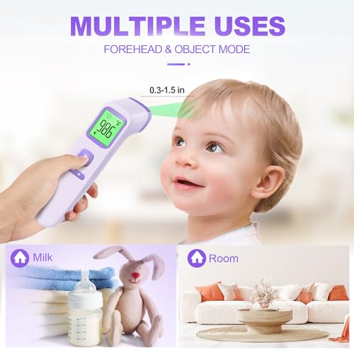 Goodbaby No-Touch Thermometer for Adults and Kids, Digital Accurate Baby Thermometer with Fever Alarm, 1 Second Fast Result, Easy to use, 2 in 1 Mode (Purple) - Image 5
