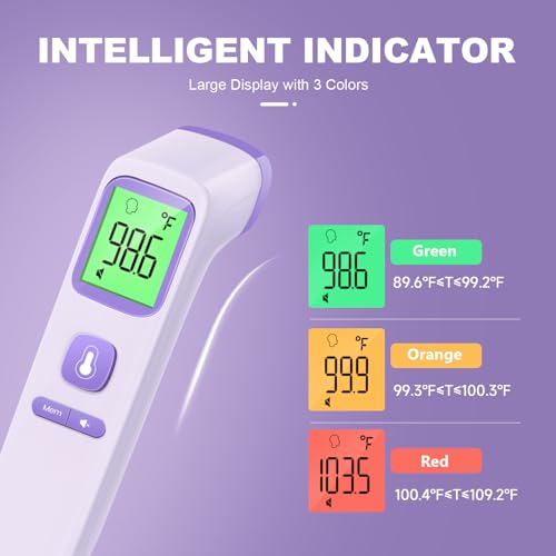 Goodbaby No-Touch Thermometer for Adults and Kids, Digital Accurate Baby Thermometer with Fever Alarm, 1 Second Fast Result, Easy to use, 2 in 1 Mode (Purple) - Image 3