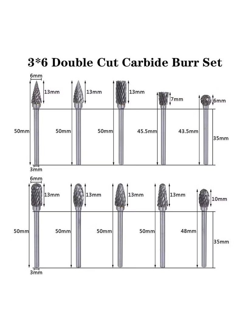 Aluminum Cutting Bits Carbide Burr Set-10 Pieces For Die Grinder Bits Aluminum And Wood Tungsten Carbide burrs Cutter Rotary Burrs Double Cut Set Cutting - Image 2