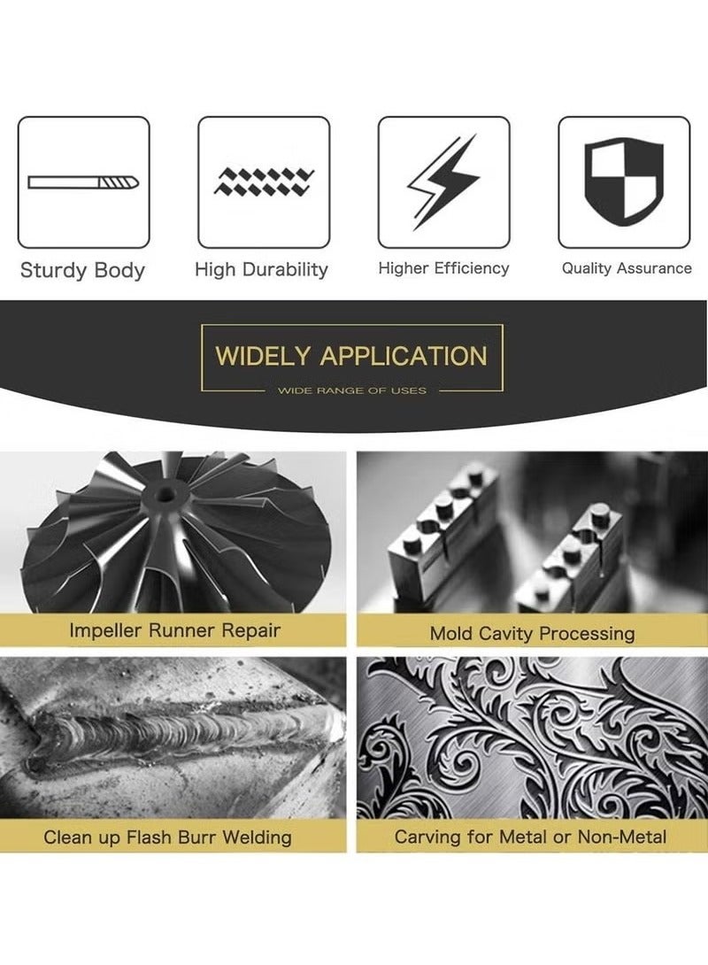 Aluminum Cutting Bits Carbide Burr Set-10 Pieces For Die Grinder Bits Aluminum And Wood Tungsten Carbide burrs Cutter Rotary Burrs Double Cut Set Cutting - Image 5