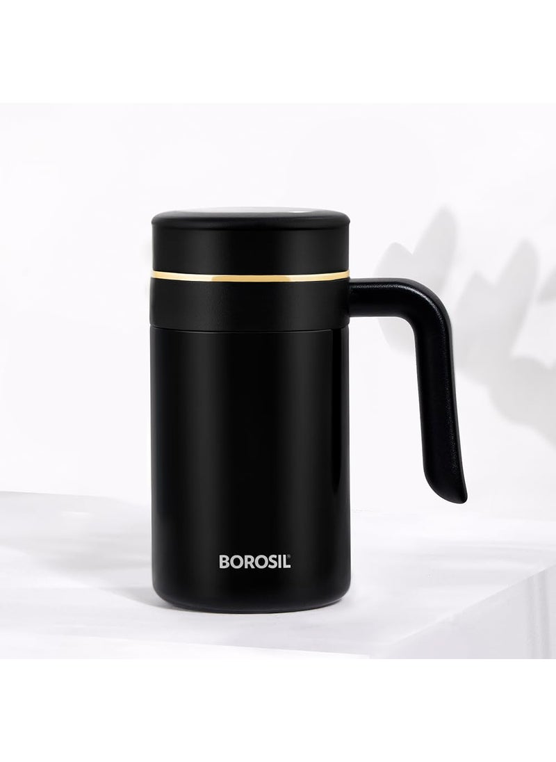 BOROSIL Borosil Hydra Klassic Super Insulated Mug, Vacuum Insulated Travel Coffee/Tea Mug, 8 Hrs Hot and 13 Hrs Cold, Easy to Carry, Leak Proof, 540 ml, Black, Stainless Steel  - Image 2