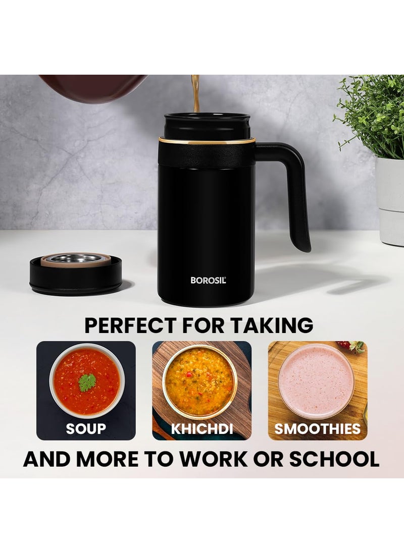 BOROSIL Borosil Hydra Klassic Super Insulated Mug, Vacuum Insulated Travel Coffee/Tea Mug, 8 Hrs Hot and 13 Hrs Cold, Easy to Carry, Leak Proof, 540 ml, Black, Stainless Steel  - Image 4
