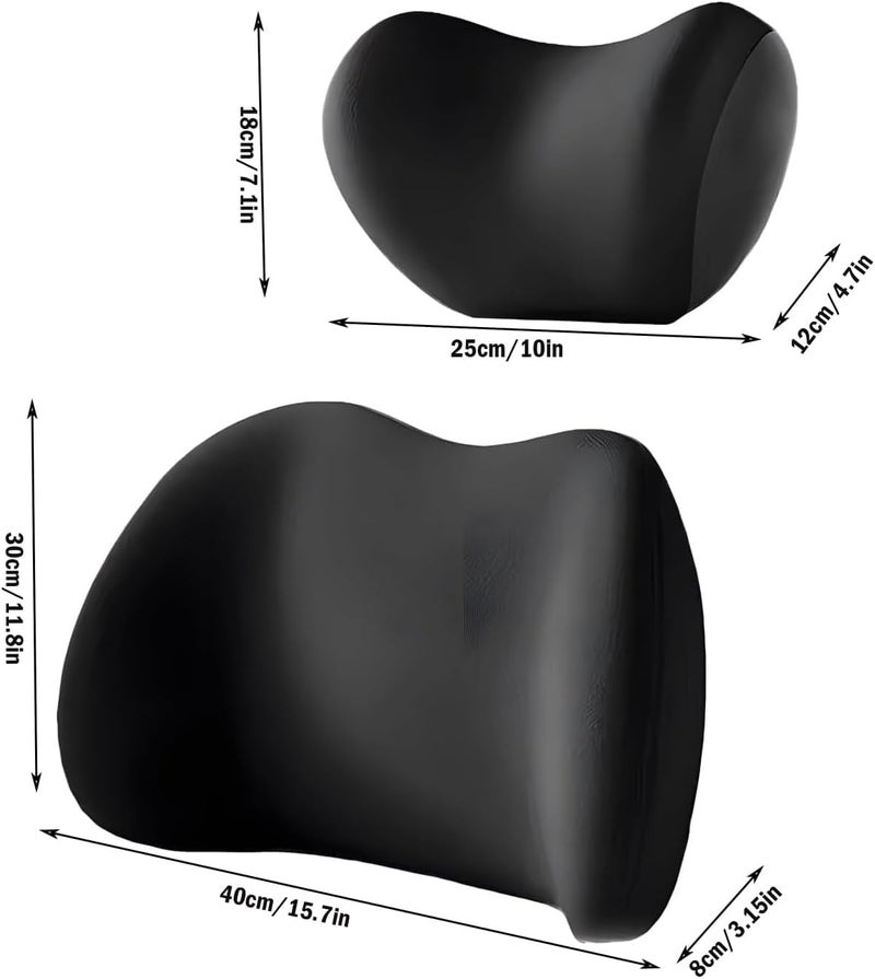 Premium Memory Foam Car Seat Headrest & Lumbar Support Cushion Set - Image 5