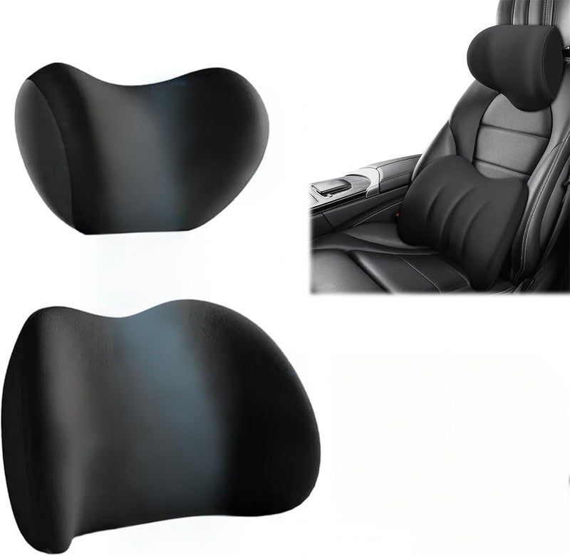 Premium Memory Foam Car Seat Headrest & Lumbar Support Cushion Set - Image 1