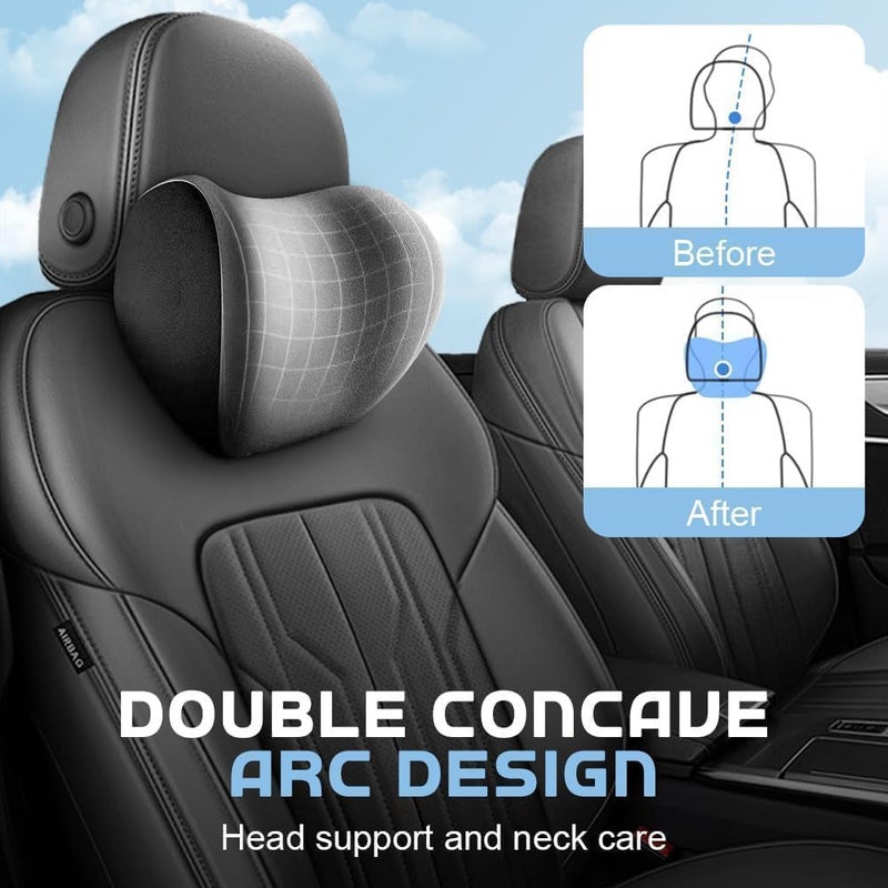 Premium Memory Foam Car Seat Headrest & Lumbar Support Cushion Set - Image 3