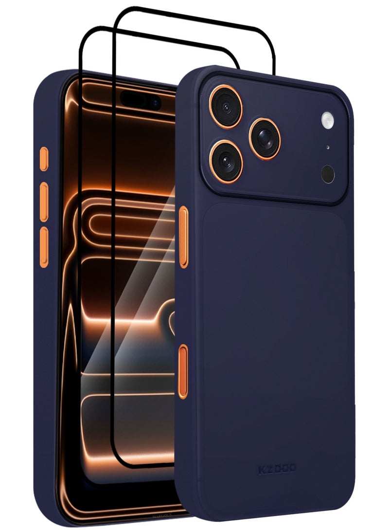 KZDOO 3 Packs Air Skin Case Cover for Apple iPhone 17 Pro Max - Sturdy Back Cover - Durable Thin Case - Drop Protection Cover with Two 3D Screen Protector - Blue - Image 1