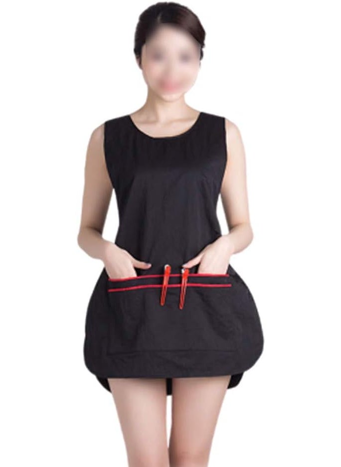 HEALLILY HEALLILY Barber Aprons Hair Stylist Apron Professional Hair Cutting Hairdressing Cape Jacket Vest with Pocket 76x56cm Black 