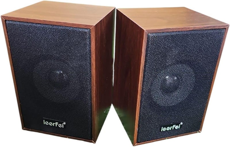 Stereo Speaker for PC and Laptop, USB and AUX 3.5, Classic Wood Design - Image 1