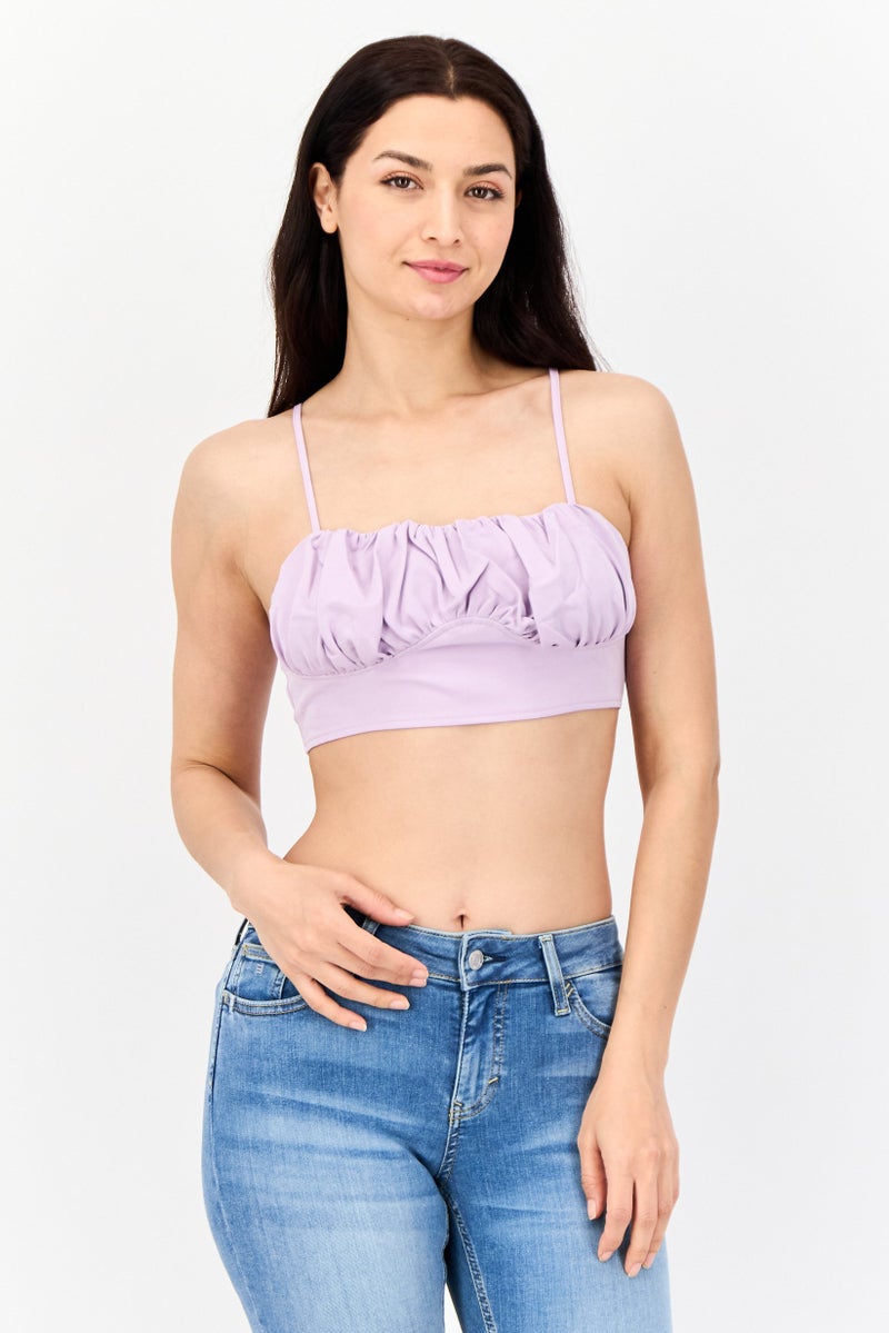 PUBLIC DESIRE Women Square Neck Plain Crop Tank Top, Purple - Image 1