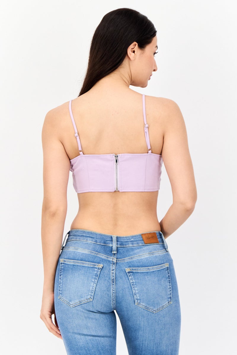 PUBLIC DESIRE Women Square Neck Plain Crop Tank Top, Purple - Image 3