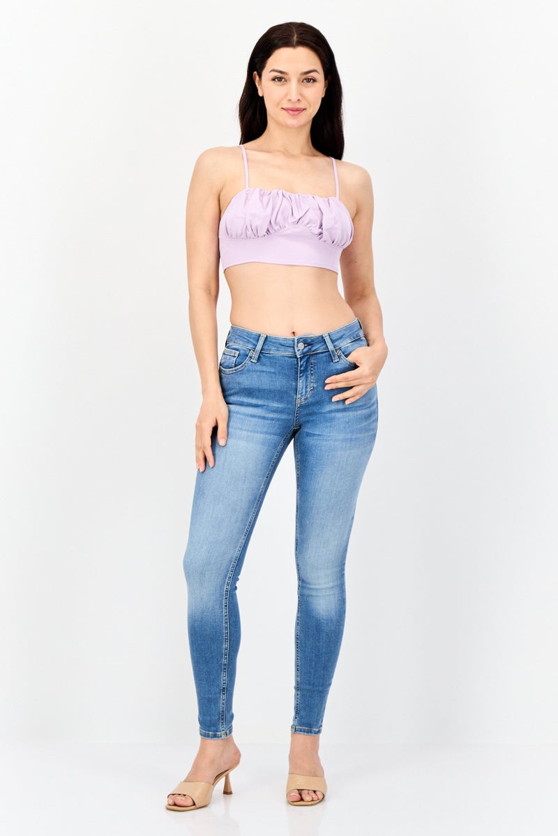 PUBLIC DESIRE Women Square Neck Plain Crop Tank Top, Purple - Image 4