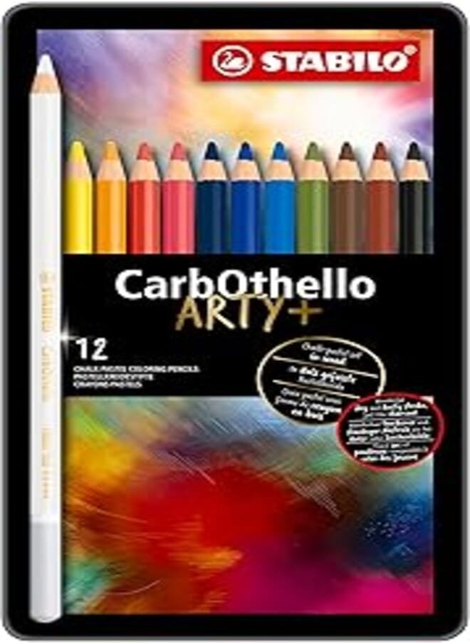 STABILO STABILO CarbOthello Chalk Pastel Colouring Pencils – Gift Tin of 12 Assorted Colours 