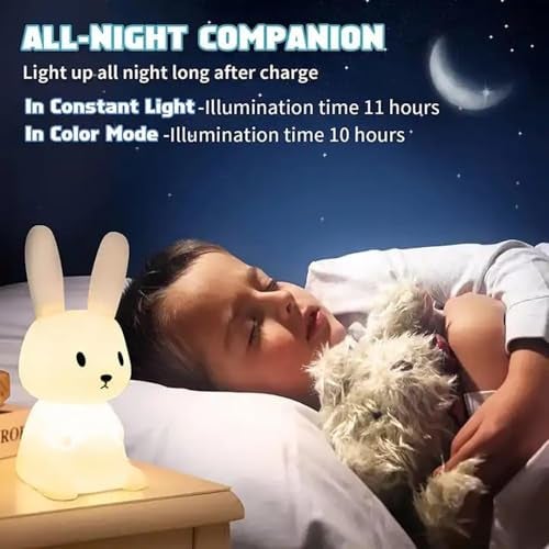 DotCom Kids Night Light Lamp | Rechargeable LED Bedside for Children's Bedroom | Ideal Gift for Boys, Girls, Toddlers, and Nursery (Bunny Lamp) - Image 4