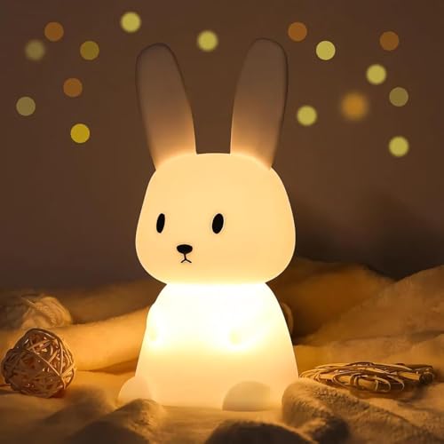 DotCom Kids Night Light Lamp | Rechargeable LED Bedside for Children's Bedroom | Ideal Gift for Boys, Girls, Toddlers, and Nursery (Bunny Lamp) - Image 1