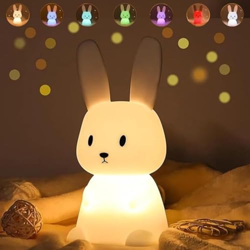 DotCom Kids Night Light Lamp | Rechargeable LED Bedside for Children's Bedroom | Ideal Gift for Boys, Girls, Toddlers, and Nursery (Bunny Lamp) - Image 2