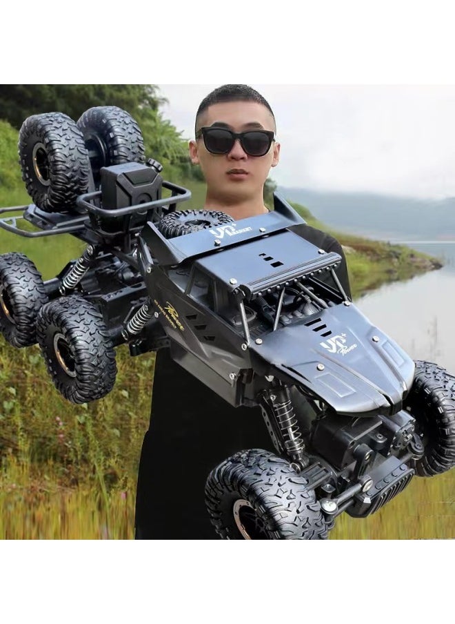 Generic Alloy Remote Control Car High-speed Four-wheel Drive Racing Car Drift Climbing Big Foot Off-road Vehicle Boy Electric Children's Toy Car-Color:Alloy Red 38cm Eight-wheel Six-wheel Climbing Car + Real Spare Tire-Scale:Three Batteries With 135 Minutes + Remote Control Battery + Charging Cable  - Image 5