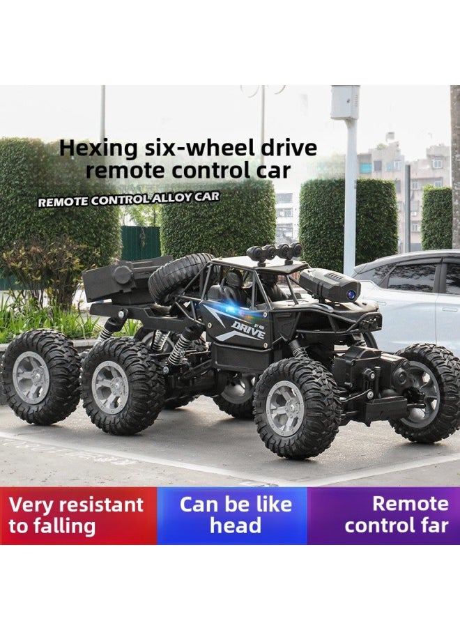 Generic Alloy Remote Control Car High-speed Four-wheel Drive Racing Car Drift Climbing Big Foot Off-road Vehicle Boy Electric Children's Toy Car-Color:Alloy Red 38cm Eight-wheel Six-wheel Climbing Car + Real Spare Tire-Scale:Three Batteries With 135 Minutes + Remote Control Battery + Charging Cable  - Image 3