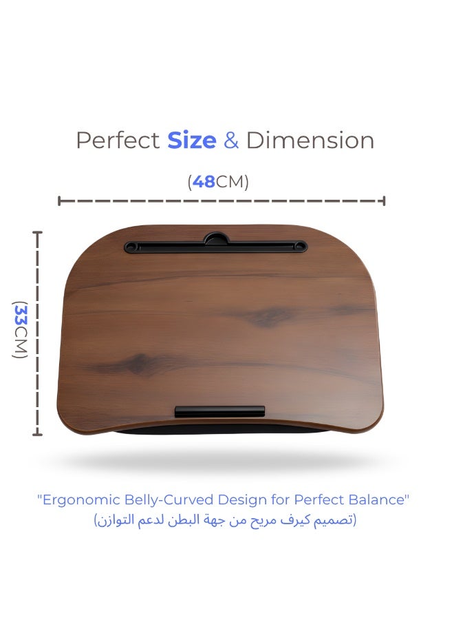 Protable wooden Laptop Desk with Cushion - Phone Slot – Lightweight Portable Lap Desk for Bed - Sofa, Home - Office – Ergonomic Design - Image 3