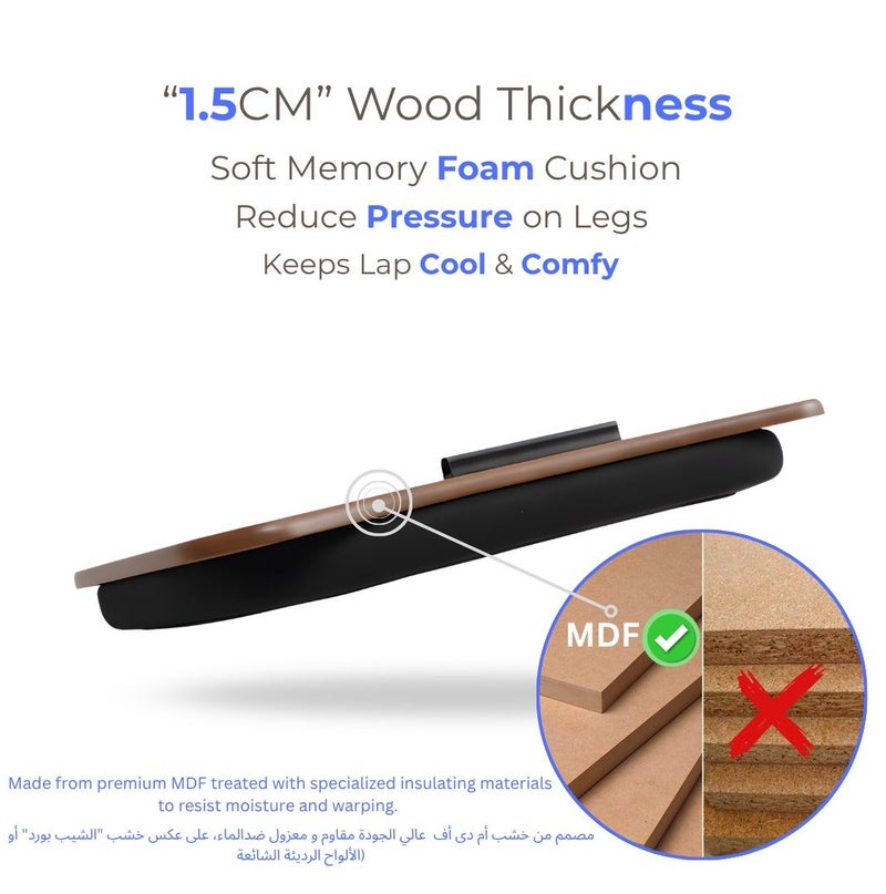 Protable wooden Laptop Desk with Cushion - Phone Slot – Lightweight Portable Lap Desk for Bed - Sofa, Home - Office – Ergonomic Design - Image 5