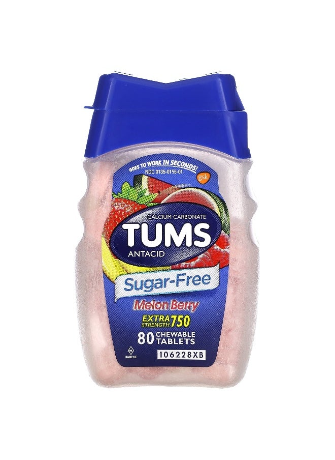 TUMS Tums, Extra Strength Antacid, Melon Berry, 750 mg, 80 Chewable Tablets  - Image 1