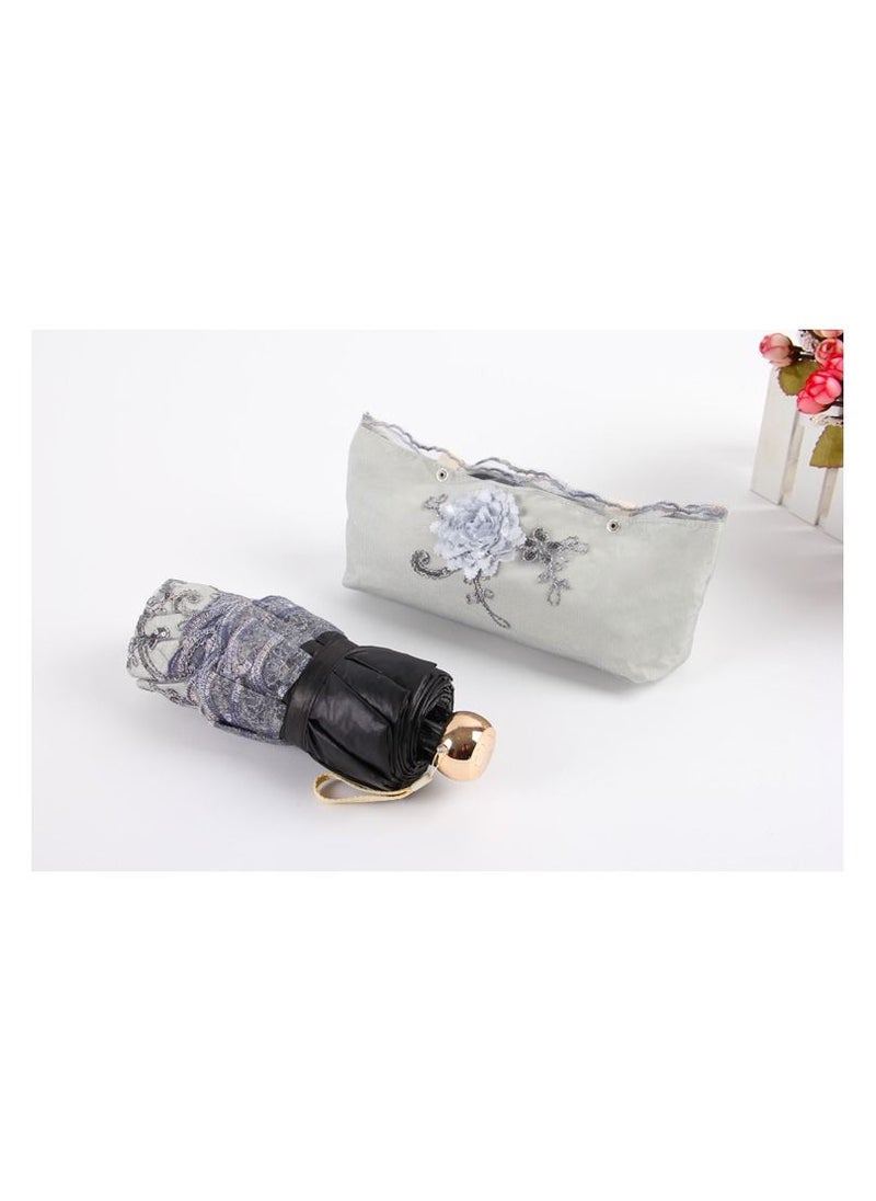 DUNISO - Women Vintage Lace Anti-UV Sun Parasol Folding 3D Flower Embroidery  Windproof Umbrella - Image 1