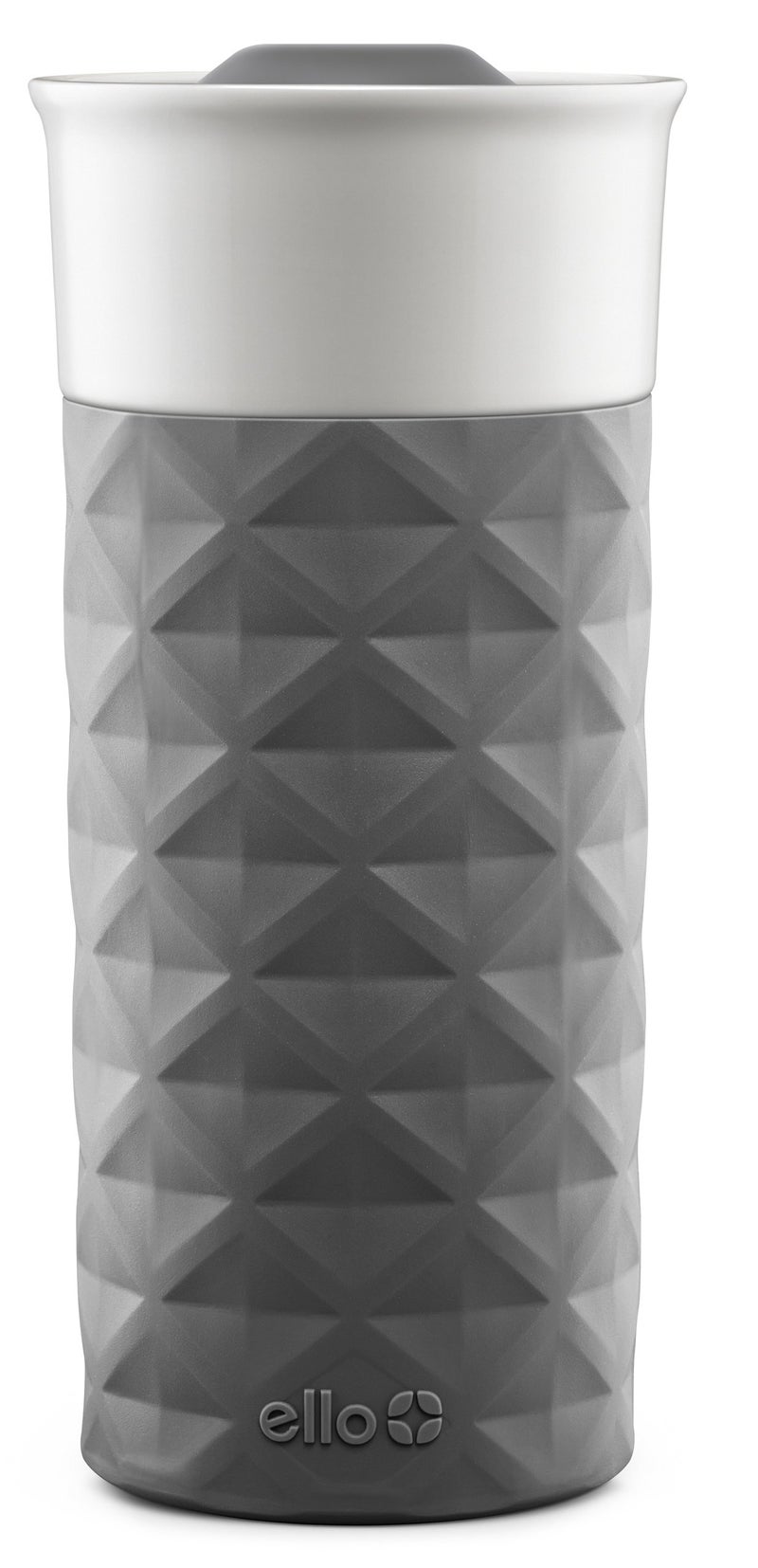 Ello Ogden Ceramic Travel Mug with Splash-Resistant Slider Lid and Protective Silicone Boot, Perfect for Coffee or Tea, BPA Free, Dishwasher Safe, Gray, 16 oz, 758-0438-040 - Image 1