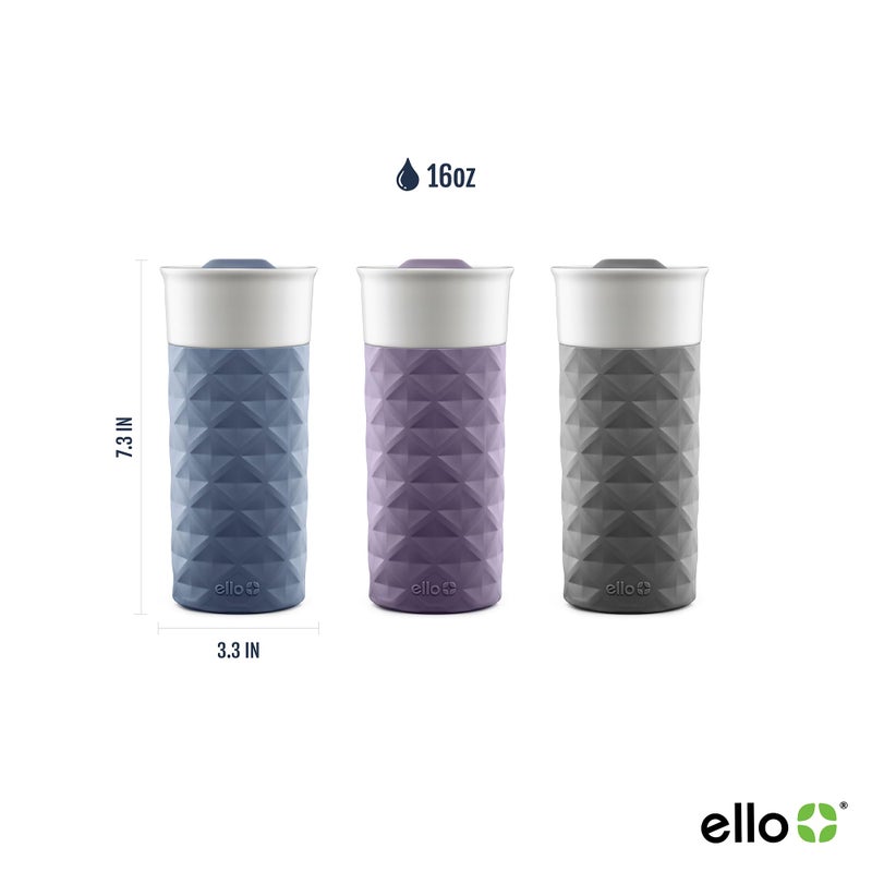 Ello Ogden Ceramic Travel Mug with Splash-Resistant Slider Lid and Protective Silicone Boot, Perfect for Coffee or Tea, BPA Free, Dishwasher Safe, Gray, 16 oz, 758-0438-040 - Image 4