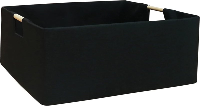 FUULOXE Storage Bin for Shelves Rectangle Closet Baskets Foldable Box with Handles Black Storage Boxes for Home Office Car Dormroom - Image 1