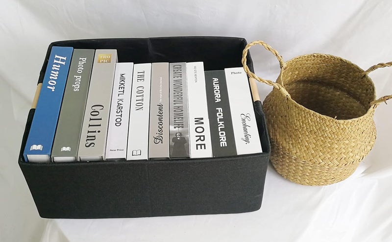 FUULOXE Storage Bin for Shelves Rectangle Closet Baskets Foldable Box with Handles Black Storage Boxes for Home Office Car Dormroom - Image 3
