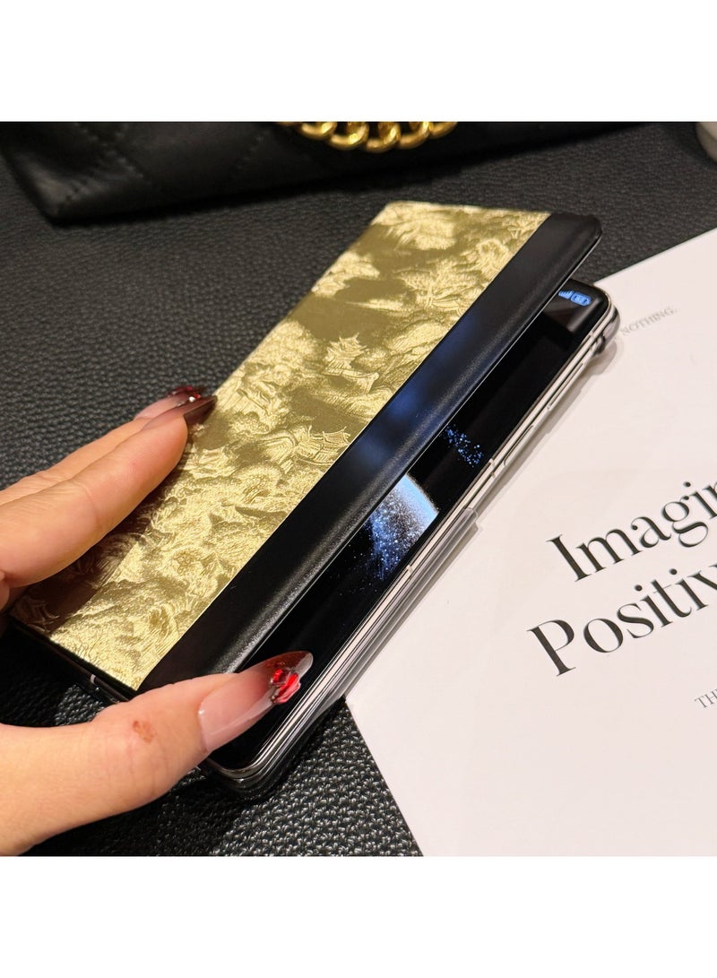 عام غطاء هاتف Huawei Mate X6 الذكي القلاب - إصدار اللوحات الصينية التقليدية، غطاء جلدي مغناطيسي مضاد للصدمات بتغطية كاملة - Image 5