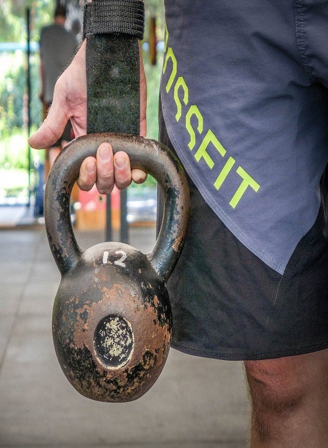 WOD نايشون مقابض يد جلدية للجمباز من WOD Nation - واقيات ساعد للكيتلبيل ومقابض أوزان الدمبل - حلقات جمباز وغطاء قضيب السحب - حزام معصم من النايلون لتمارين القوة - متوسط، أسود - Image 5