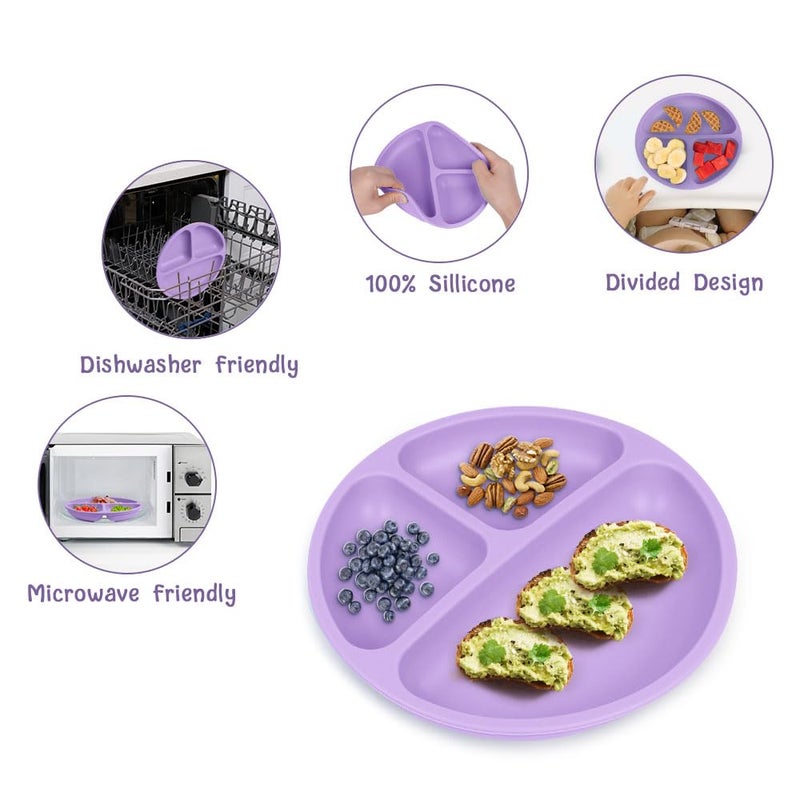 Vicloon Suction Plates, 2 Pcs Baby Toddler Plate, 100% Food Grade Silicone BPA Free Baby Plates, Divided Plate Design, Silicone Grip Dish Microwave & Dishwasher Safe - Image 4