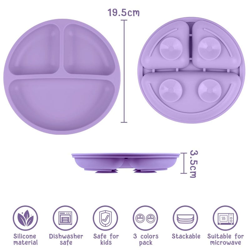 Vicloon Suction Plates, 2 Pcs Baby Toddler Plate, 100% Food Grade Silicone BPA Free Baby Plates, Divided Plate Design, Silicone Grip Dish Microwave & Dishwasher Safe - Image 2
