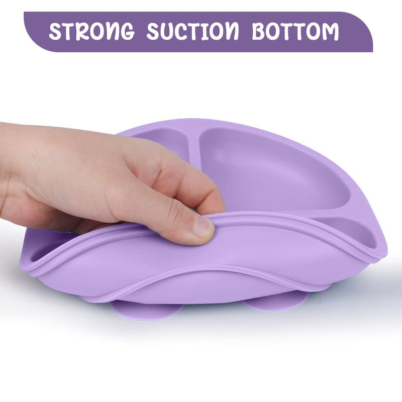 Vicloon Suction Plates, 2 Pcs Baby Toddler Plate, 100% Food Grade Silicone BPA Free Baby Plates, Divided Plate Design, Silicone Grip Dish Microwave & Dishwasher Safe - Image 3