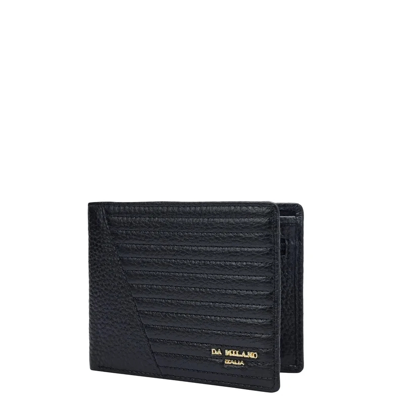 Da Milano black Black Bifold Leather Mens Wallet for Men | Best Price UAE