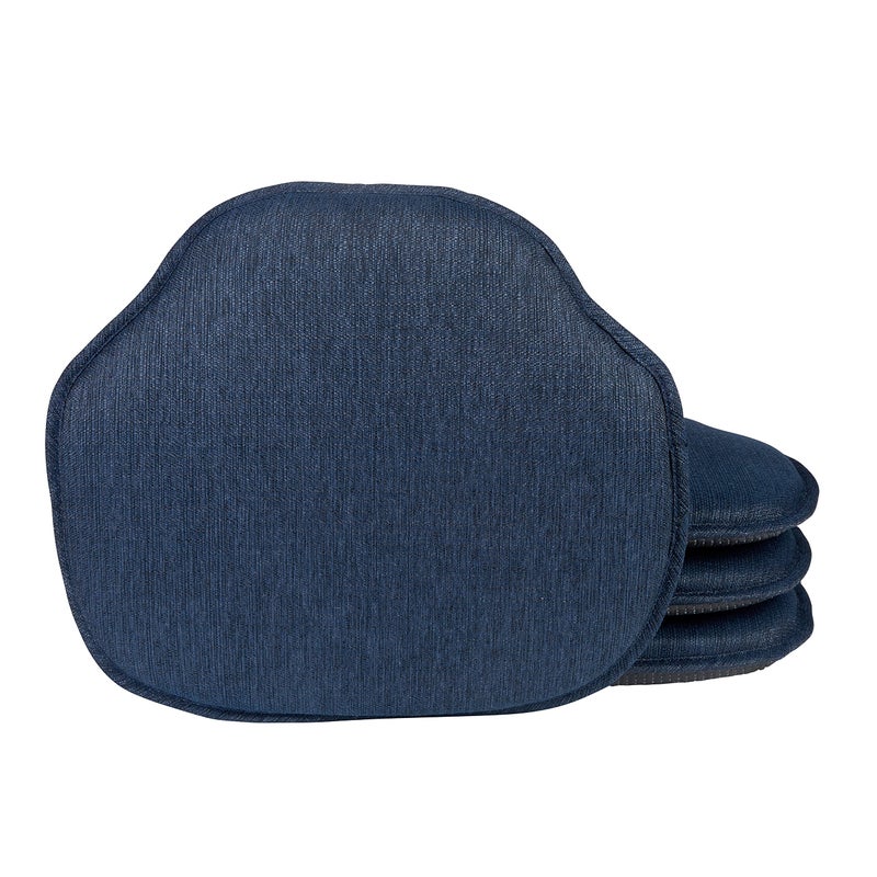 Klear Vu Gripper Omega NonSlip Windsor Chair Cushions with SkidProof Seat Pad for Dining Room Kitchen and Office Use 16x15 Inches 4 Count Pack of 1 Indigo