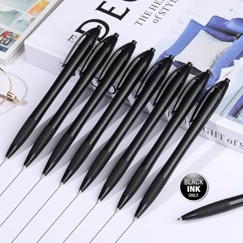 Sikao Pens Bulk 60 Pack Black Gripped Slimster Ballpoint Pens Black Ink 10mm Medium Point Smooth Writing Click Pens with Comfort Grip for Teachers Students Servers School Office Use - Image 3