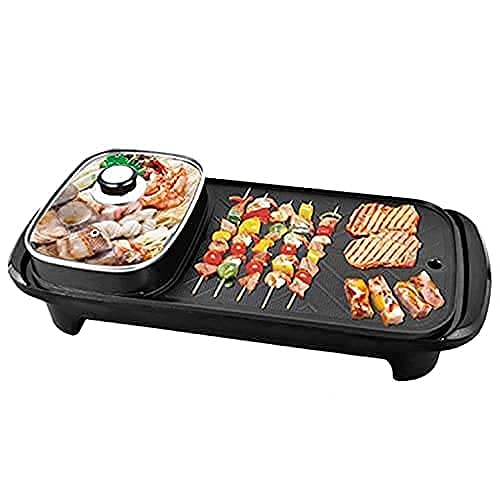 Delavala 2 in 1 Multifunctional Electric Hot Pot Grill Portable Electric Baking Pan Barbecue Baking Pan with Temperature Adjustments for Portable Household Kitchen Tools Smokeless Indoor - Image 1