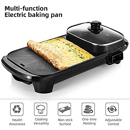 Delavala 2 in 1 Multifunctional Electric Hot Pot Grill Portable Electric Baking Pan Barbecue Baking Pan with Temperature Adjustments for Portable Household Kitchen Tools Smokeless Indoor - Image 4