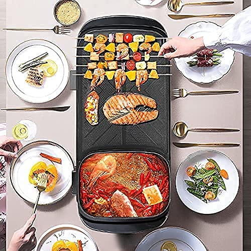 Delavala 2 in 1 Multifunctional Electric Hot Pot Grill Portable Electric Baking Pan Barbecue Baking Pan with Temperature Adjustments for Portable Household Kitchen Tools Smokeless Indoor - Image 5