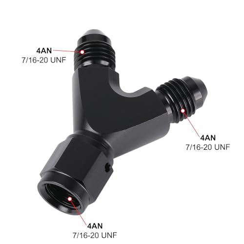 Podavelle 4AN Female to Dual 4AN Male Y Block Fitting Splitter Adapter Union Aluminum Black - Image 3