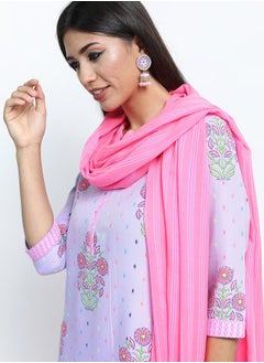 Vishudh Women Pink Floral Printed Kurta Set  - Image 4