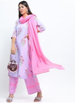 Vishudh Women Pink Floral Printed Kurta Set  - Image 2