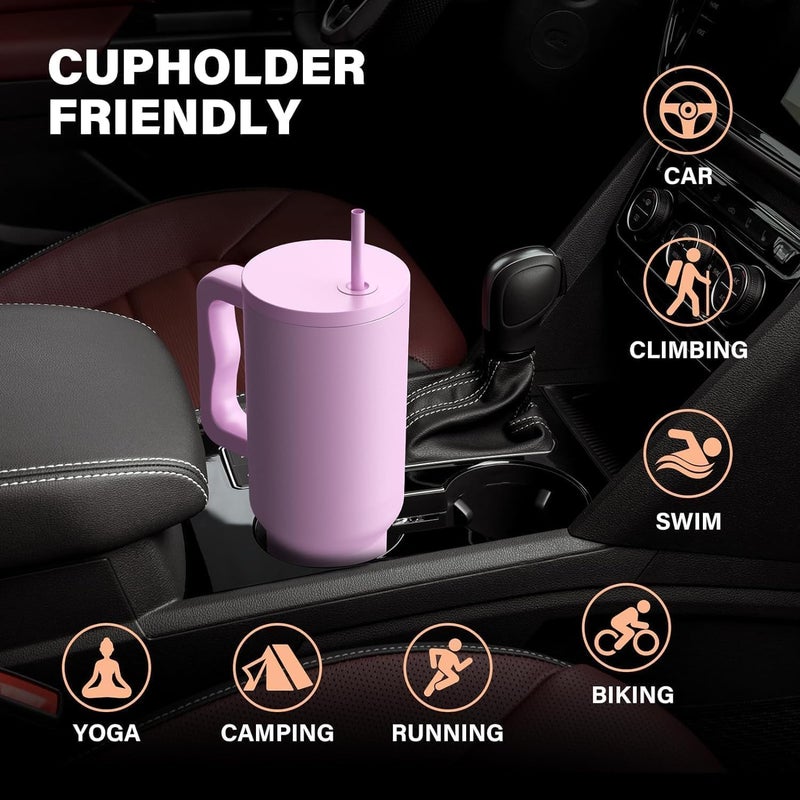 Tumbler with lid and Straw 1200ML Cup Stainless Steel Vacuum Insulated Tumbler for Water, Iced Tea or Coffee 1.2L Office Gym Travelling (40 - Oz - Lavender Mist) - Image 2